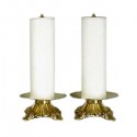 CANDLEHOLDERS COUPLE WITH SIMULATED CANDLE.