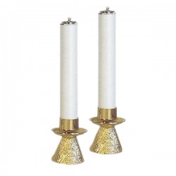 CANDLEHOLDERS COUPLE WITH SIMULATED CANDLE.