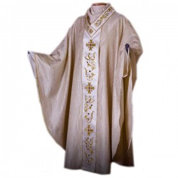 HAND-EMBROIDERED SILK AND WOOL CHASUBLE