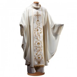 HAND-EMBROIDERED WOOL CHASUBLE