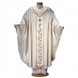 HAND-EMBROIDERED SILK AND WOOL CHASUBLE