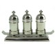 CASE WITH THREE VASES AND A TRAY