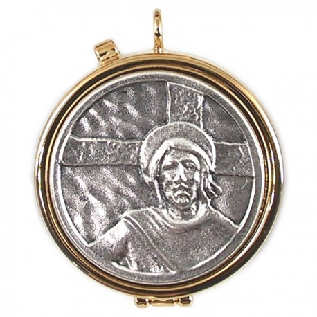 GOLDEN SHRINE WITH PEWTER PLATE
