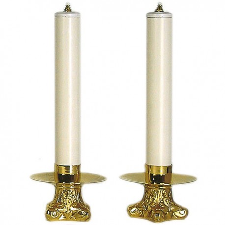 CANDLEHOLDERS COUPLE WITH SIMULATED CANDLE.