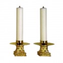 CANDLEHOLDERS COUPLE WITH SIMULATED CANDLE.