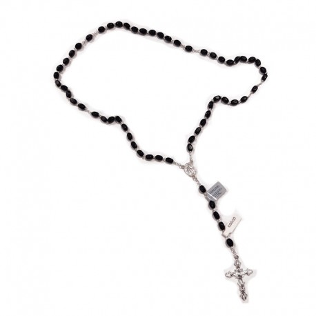 SILVER AND COCONUT ROSARY