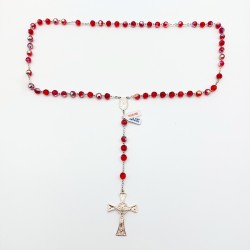 ROSARIO PLATA Y CRISTAL ROJO