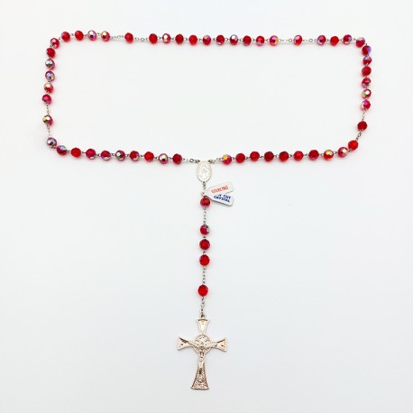 ROSARIO ARGENTO E CRISTALLO ROSSO
