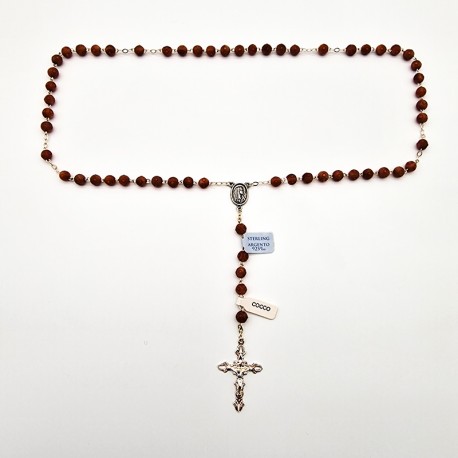 SILVER AND COCONUT ROSARY