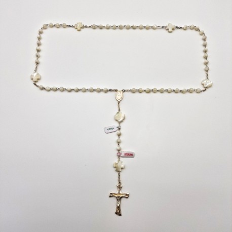 ROSARY SILVER AND GENUINE MOTHER OF PEARL