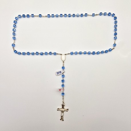 ROSARIO ARGENTO E CRISTALLO AZZURRO