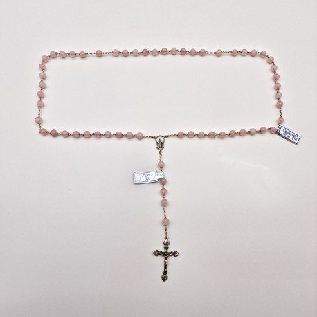 ROSARIO DE PLATA Y CUARZO ROSA