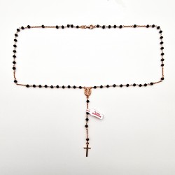 ROSARIO ARGENTO ROSATO E CRISTALLO NERO