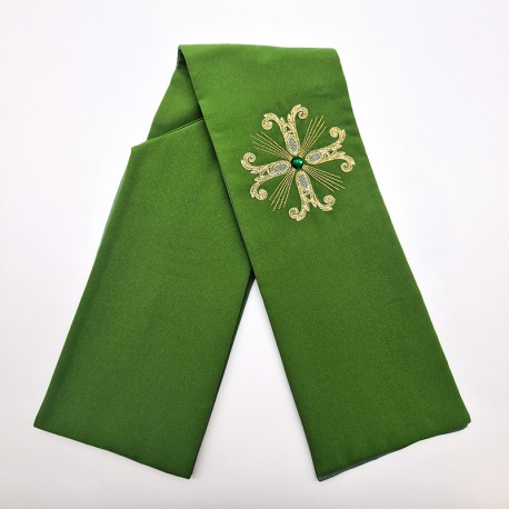 GREEN EMBROIDERED STOLE